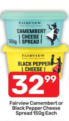 Fairview Camembert or Black Pepper Cheese Spread 150g Each