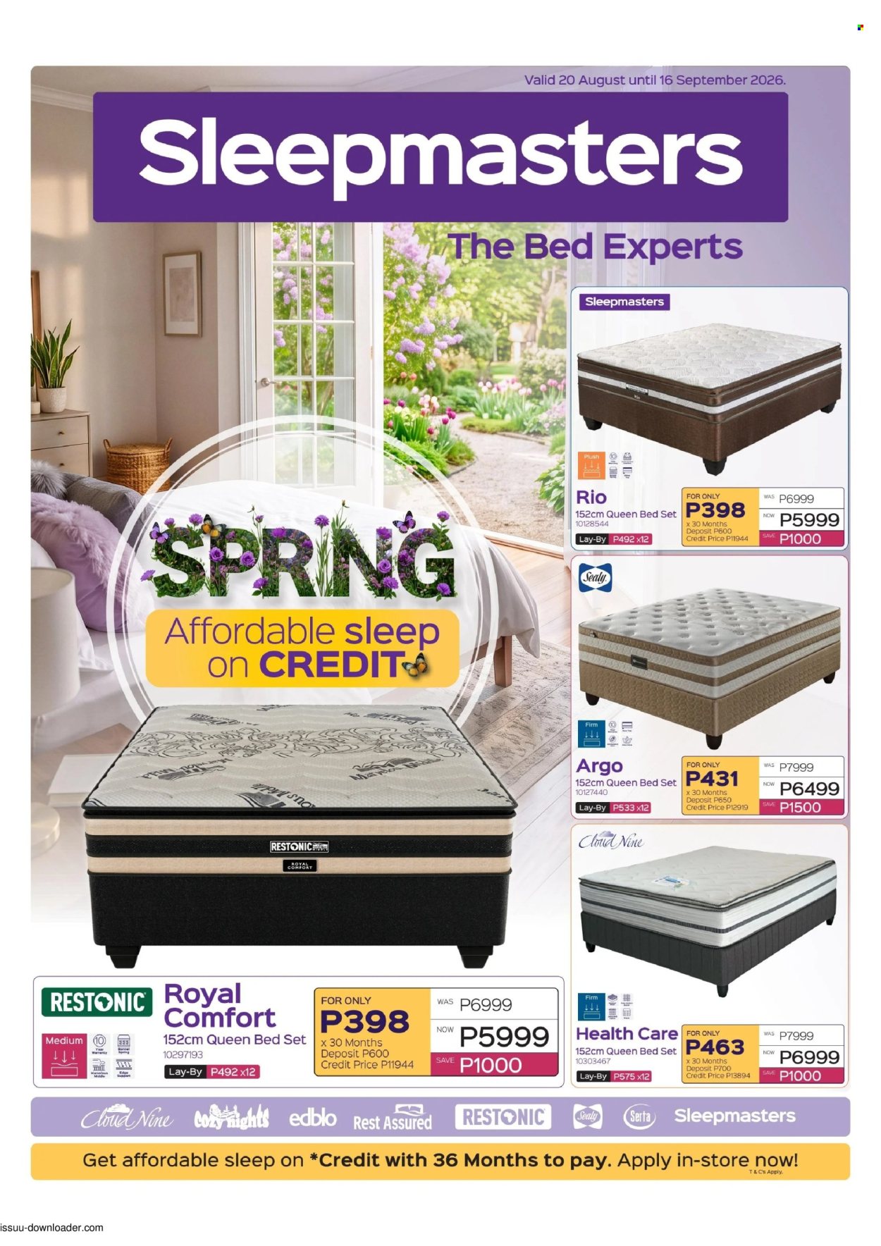 Sleepmasters specials - 20/08/2026 - 16/09/2026. Page 1