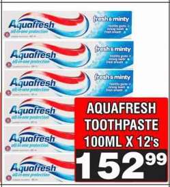 AQUAFRESH TOOTHPASTE 100ML X 12's