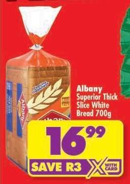 Albany Superior Thick Slice White Bread 700g