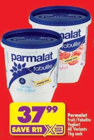 Parmalat Fruit/Fabulite Yoghurt