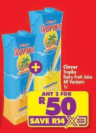 Clover Tropika Dairy Fruit Juice All Variants 1ℓ