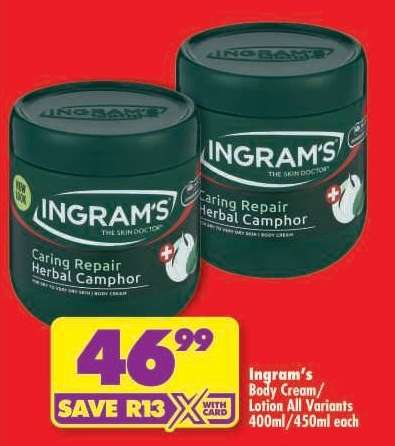 Ingram's Body Cream/Lotion All Variants 400ml/450ml each