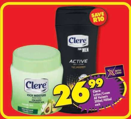 Clere Lotion/Cream All Variants 300ml/400ml each