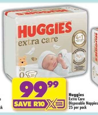 Huggies Extra Care Disposable Nappies 25 per pack