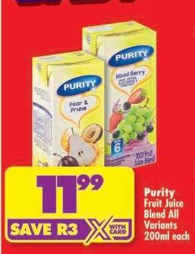 Purity Fruit Juice Blend All Variants 200ml each