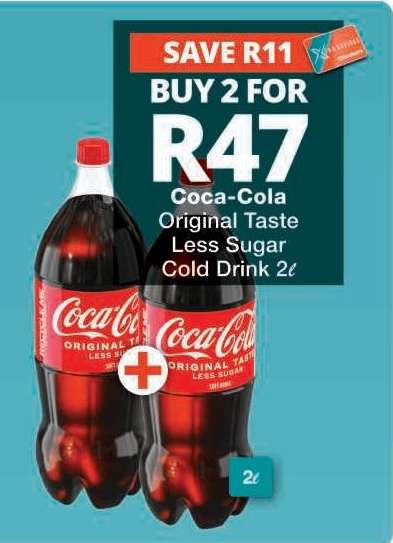 Coca-Cola Original Taste Less Sugar Cold Drink 2L