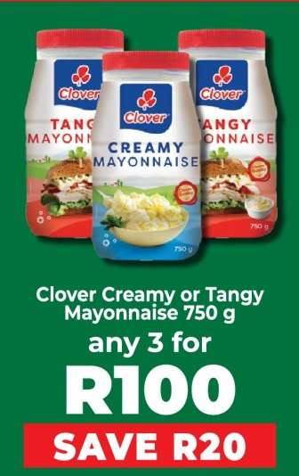 Clover Creamy or Tangy Mayonnaise 750 g