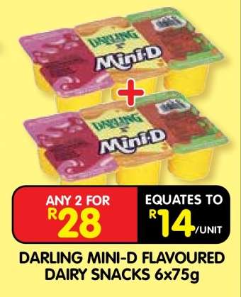 DARLING MINI-D FLAVOURED DAIRY SNACKS 6x75g