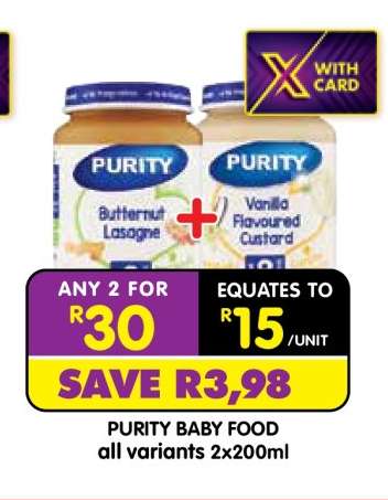 PURITY BABY FOOD all variants 2x200ml