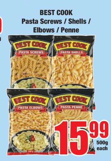 BEST COOK Pasta Screws / Shells / Elbows / Penne