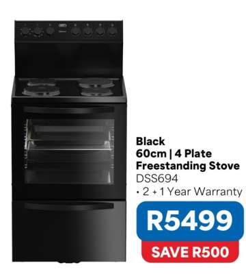 Black 60cm | 4 Plate Freestanding Stove