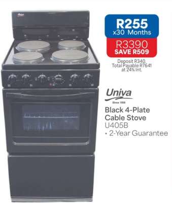 Univa Black 4-Plate Cable Stove U405B