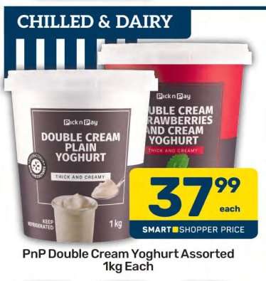 PnP Double Cream Yoghurt Assorted 1kg Each