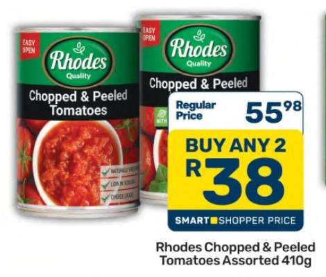 Rhodes Chopped & Peeled Tomatoes Assorted 410g