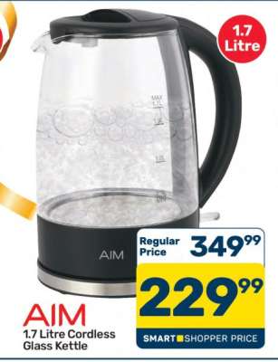 AIM 1.7 Litre Cordless Glass Kettle