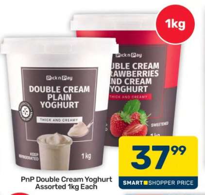 PnP Double Cream Yoghurt Assorted 1kg Each