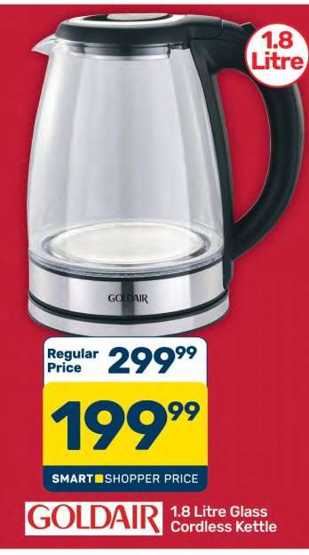 Goldair 1.8 Litre Glass Cordless Kettle