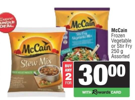 McCain Frozen Vegetable or Stir Fry 250 g Assorted