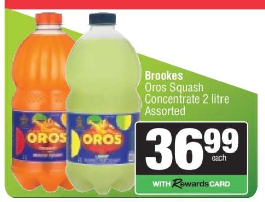 Brookes Oros Squash Concentrate 2 litre Assorted