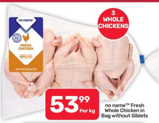 no name™ Fresh Whole Chicken in Bag Without Giblets