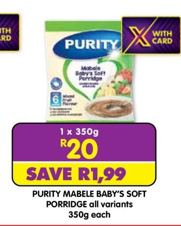 Purity Mabele Baby's Soft Porridge All Variants 350g each