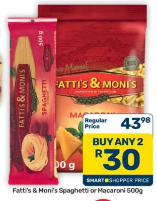 Fatti's & Moni's Spaghetti or Macaroni 500g