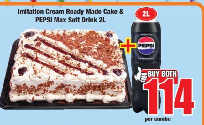 Imitation Cream Ready Made Cake & PEPSI Max Soft Drink 2L
