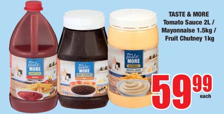 TASTE & MORE Tomato Sauce 2L / Mayonnaise 1.5kg / Fruit Chutney 1kg