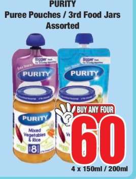PURITY Puree Pouches & 3rd Food Jars Assorted