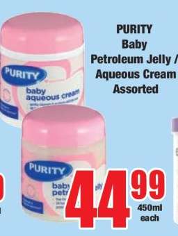 PURITY Baby Petroleum Jelly / Aqueous Cream Assorted