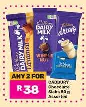 CADBURY Chocolate Slabs 80 g Assorted