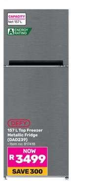 DEFY 157 L Top Freezer Metallic Fridge (DAD239)