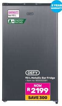 DEFY 90 L Metallic Bar Fridge