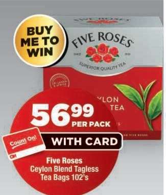 Five Roses Ceylon Blend Tagless Tea Bags 102's