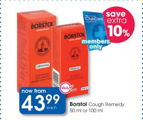 Borstol Cough Remedy 50 ml or 100 ml