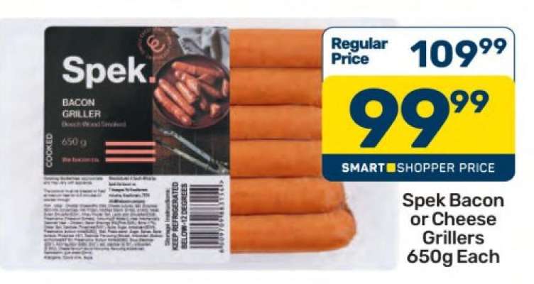 Spek Bacon or Cheese Grillers 650g Each