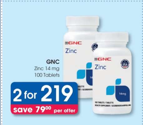 GNC Zinc 14 mg 100 Tablets