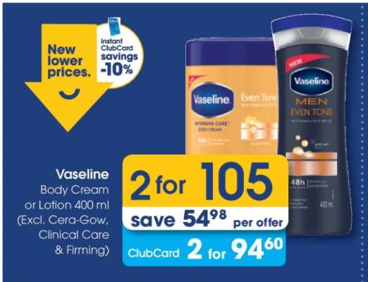 Vaseline Body Cream or Lotion 400 ml