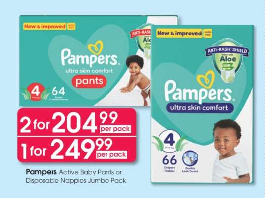 Pampers Active Baby Pants or Disposable Nappies Jumbo Pack