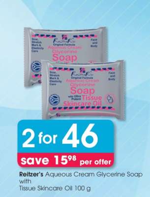Reitzer’s Aqueous Cream Glycerine Soap with Tissue Skincare Oil 100 g