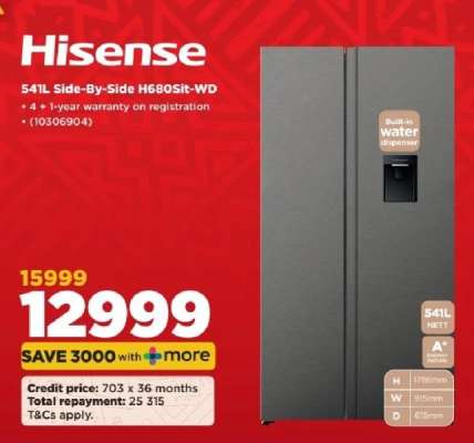 Hisense 541L Side-By-Side H680Sit-WD
