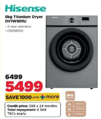 Hisense 8kg Titanium Dryer DV1W8011U