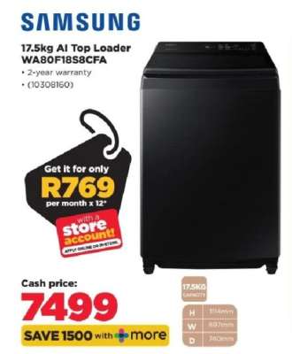 Samsung 17.5kg AI Top Loader WA80F18S8CFA
