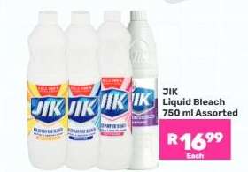 JIK Liquid Bleach 750 ml Assorted