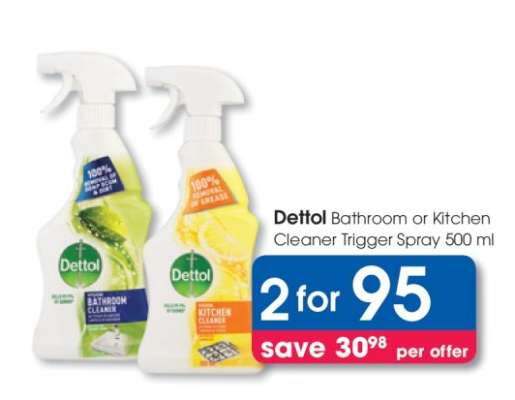 Dettol Bathroom or Kitchen Cleaner Trigger Spray 500 ml