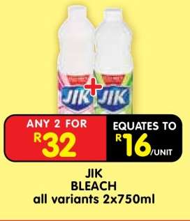 JIK BLEACH all variants 2x750ml