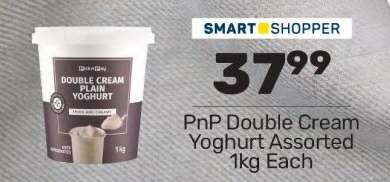 PnP Double Cream Yoghurt Assorted 1kg Each