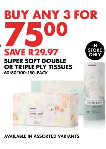 Super Soft Double or Triple Ply Tissues