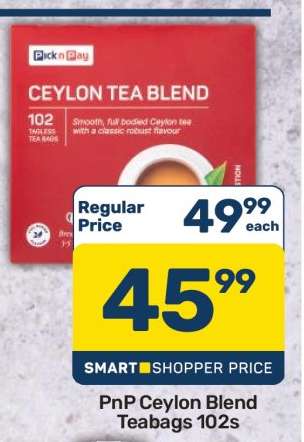 PnP Ceylon Blend Teabags 102s
